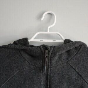 Women's Sz M Grey Full Zip Fleece Hooded Athletic Casual Sweater